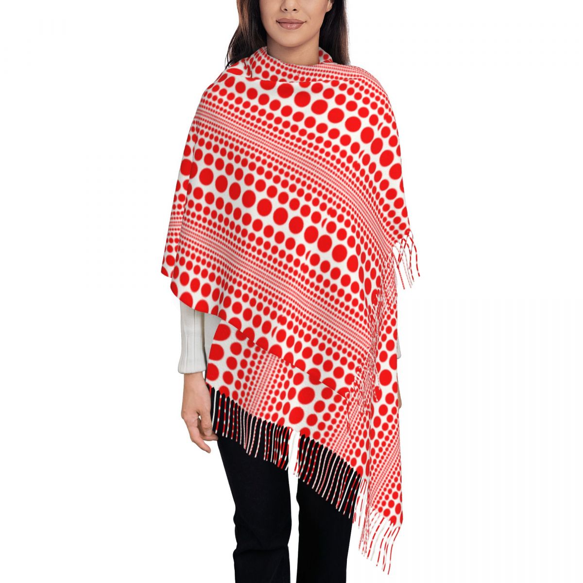 Red Infinity Polka Dots Scarf  - Infinity Scarf Knit recension och pris
